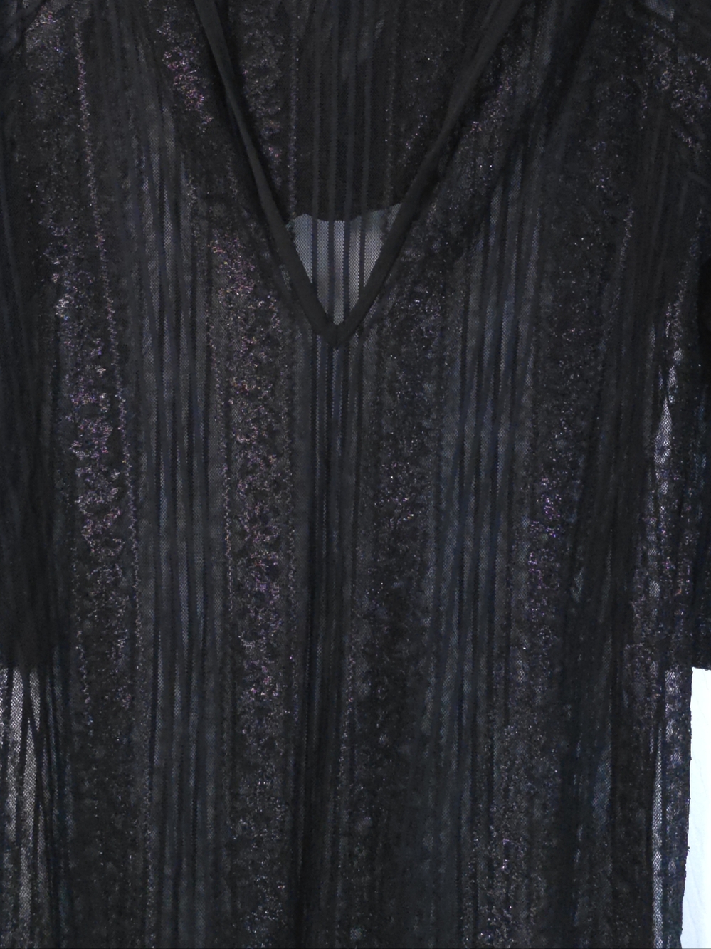 Vintage Taylor Jones Hooded Tunic Mesh Sequins & Lace Black Size M USA Made - Picture 7 of 10